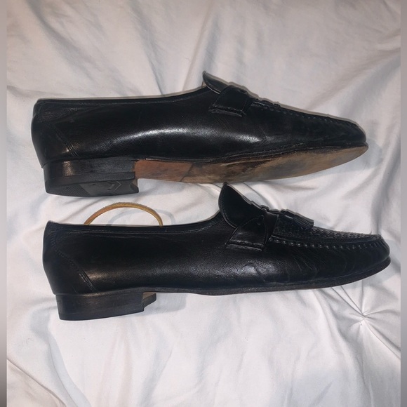 E.T. Wright Woven Vamp black leather Vintage loafers with tassels Size 11
